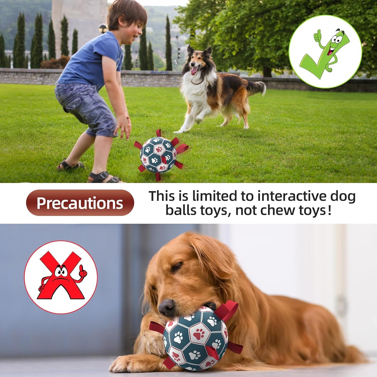 Dog Toys Soccer Ball with Straps, Interactive Toys for Tug of War, Dog Balls for Small Medium Dog - Image 5