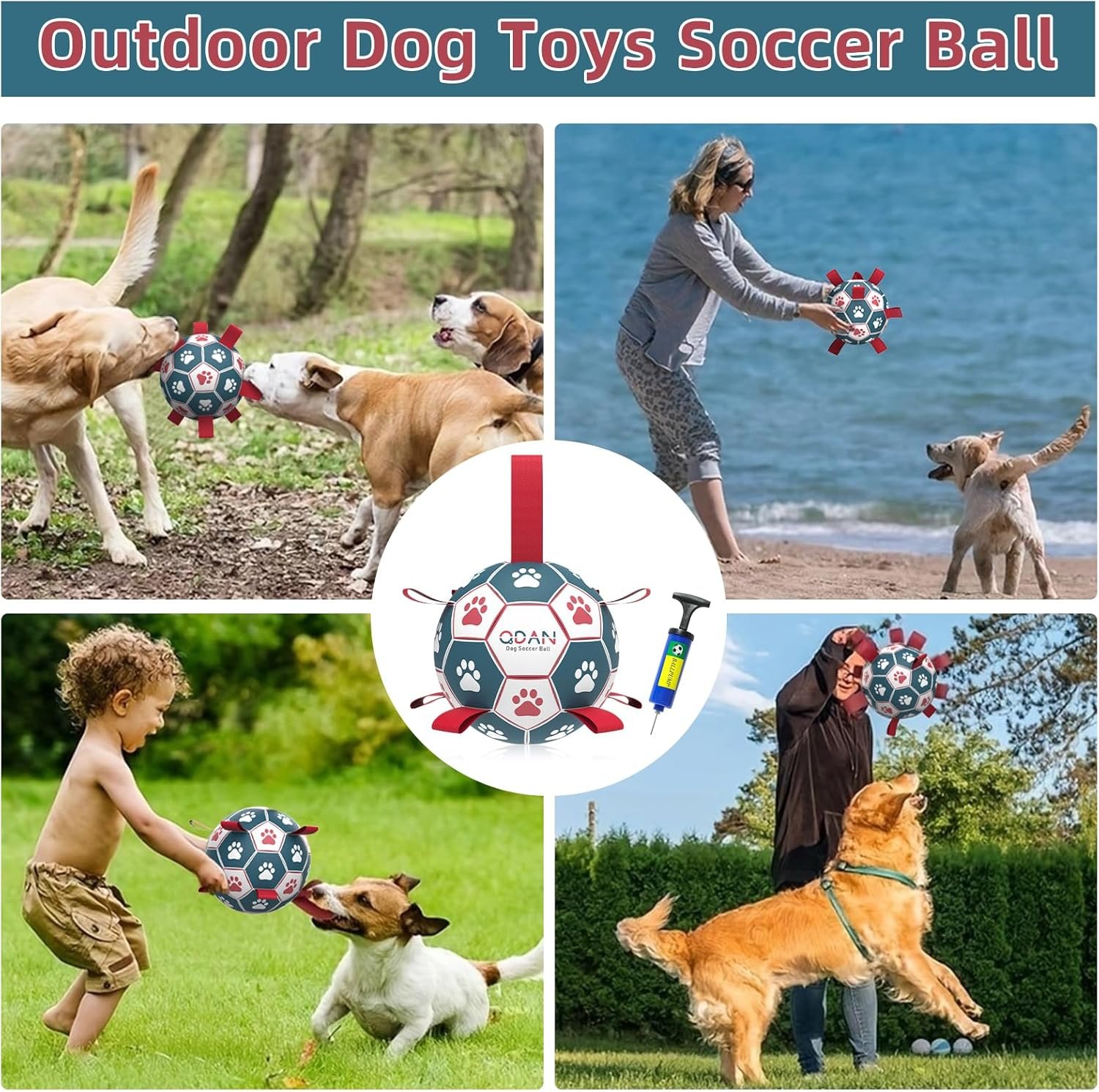 Dog Toys Soccer Ball with Straps, Interactive Toys for Tug of War, Dog Balls for Small Medium Dog - Image 3