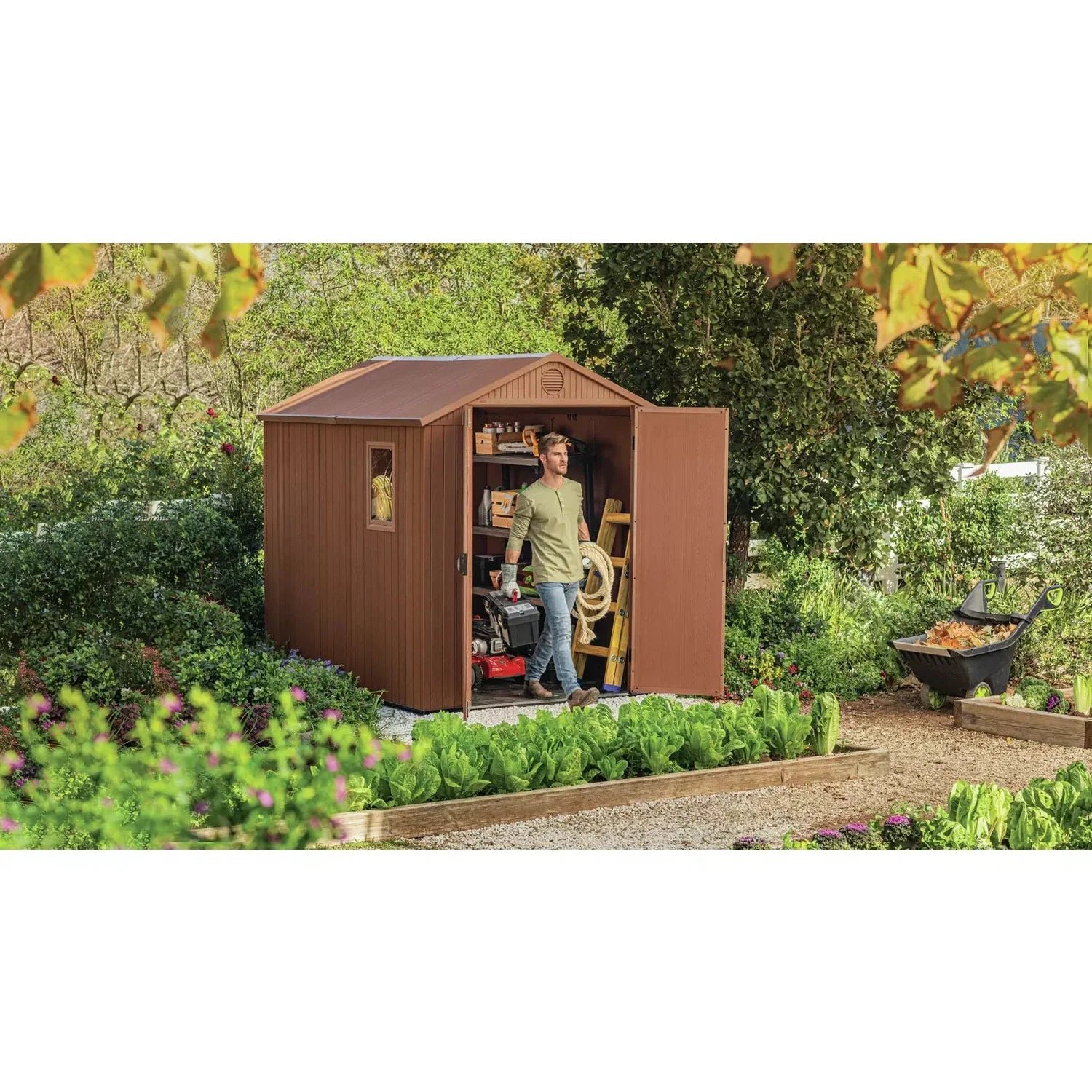 Keter 6’x8′ Darwin Heavy Duty Plastic Garden Shed – Brown - Image 3