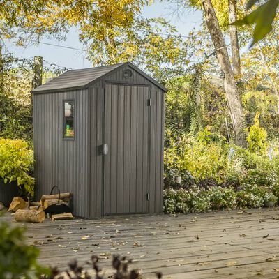 Keter 4’x6′ Darwin Heavy Duty Plastic Garden Shed – Grey - Image 4