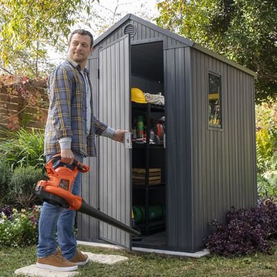 Keter 4’x6′ Darwin Heavy Duty Plastic Garden Shed – Grey - Image 3