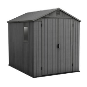 Keter 6’x8′ Darwin Heavy Duty Plastic Garden Shed –  Grey