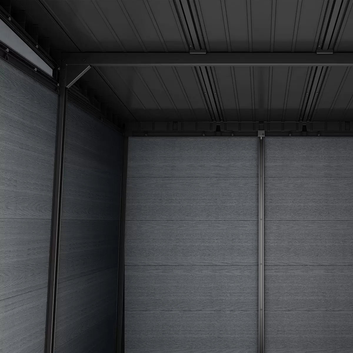 Keter 9’x7.5′ Newton Plus Side Entry Plastic Shed – Dark Grey - Image 5