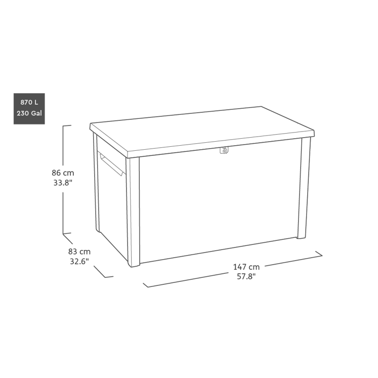 Keter Java 870 Litre Plastic Storage Box - Grey - Image 5