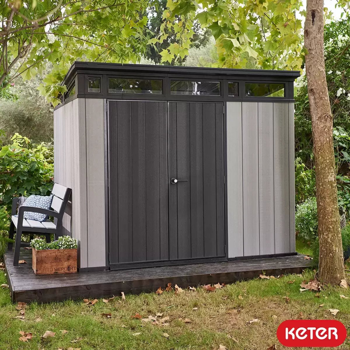Keter 9’x 7′ Artisan Heavy Duty Plastic Pent Shed – Grey - Image 5