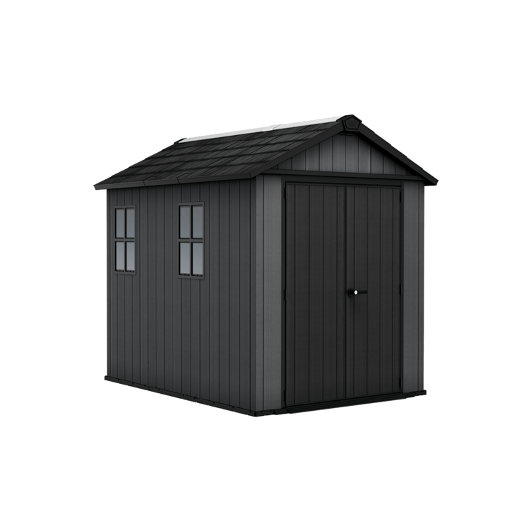 Keter 7.5’x9′ Newton Plus Front Entry Plastic Shed – Dark Grey