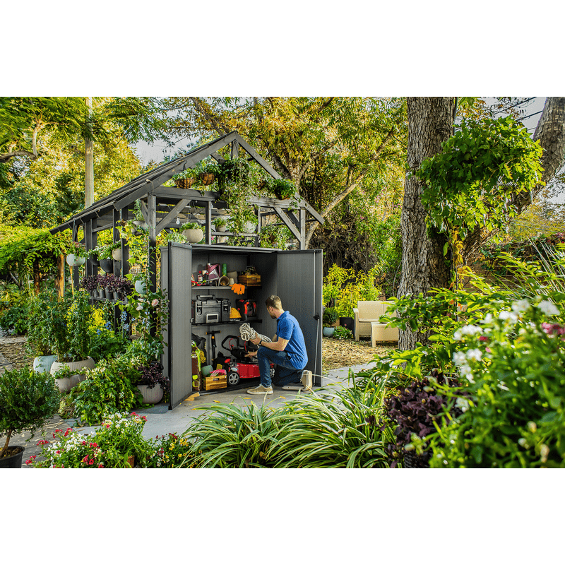 Keter 4’x2′ Cortina Alto Heavy Duty Vertical Plastic Garden Shed with Shelves - Image 5