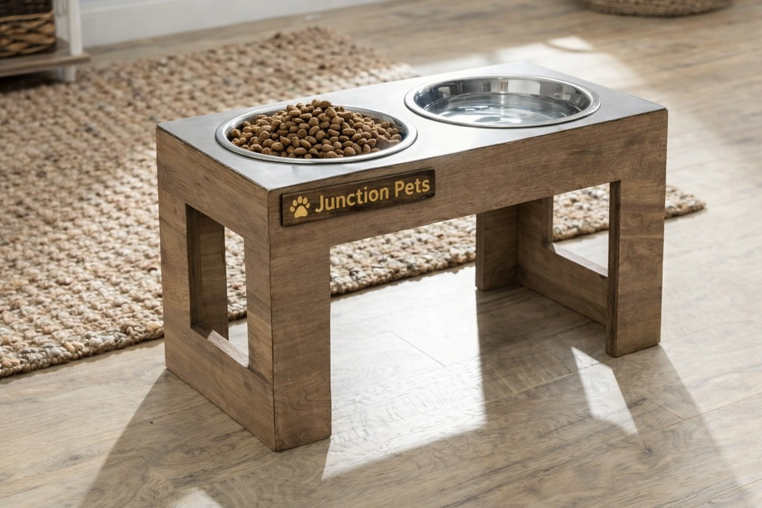Junction Pets Elevated Pet Feeding Bowl – Stainless Steel Raised Food & Water Bowl for Cats and Dogs