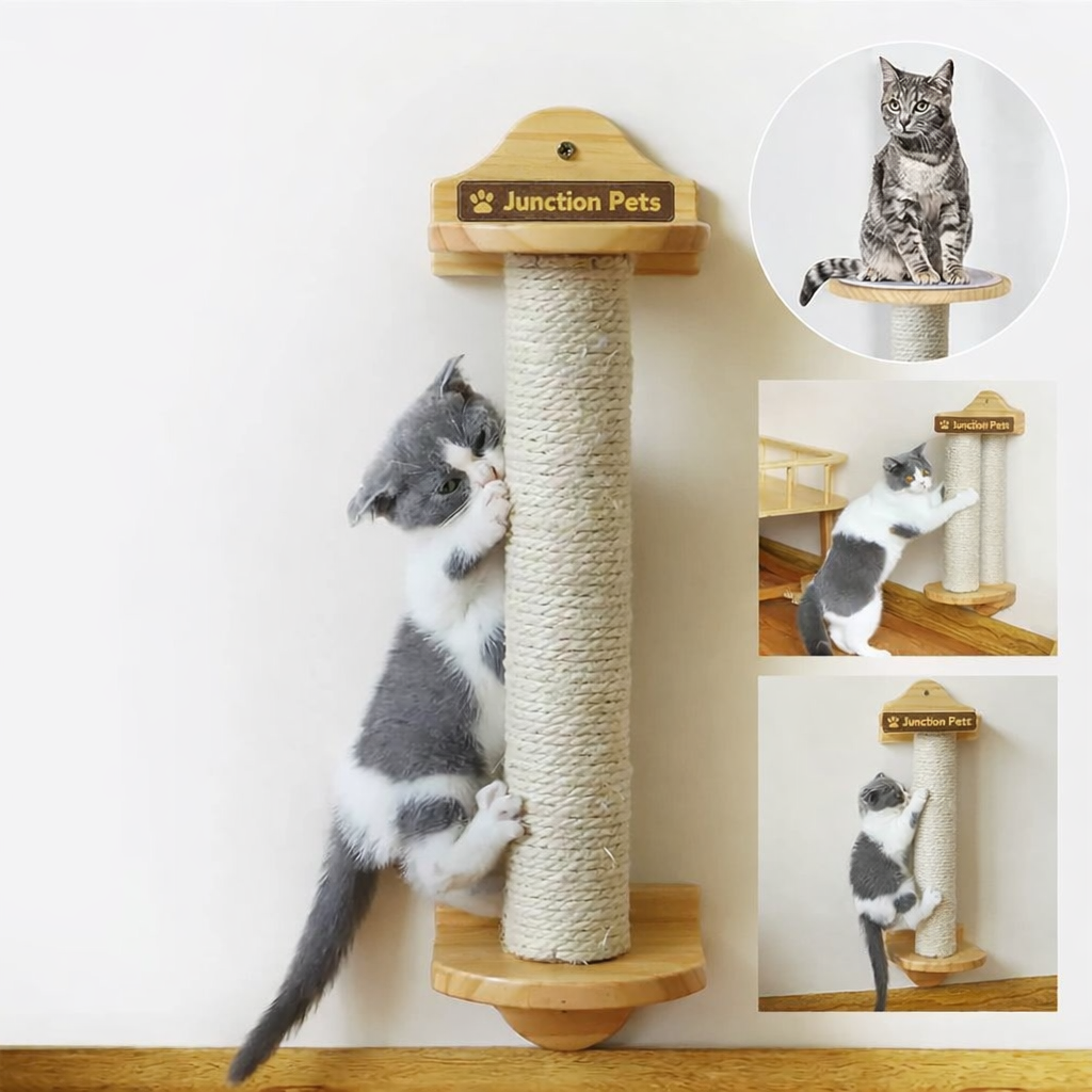 Junction Pets Durable Cat Scratching Post – Sisal Rope Scratch Tower with Plush Base